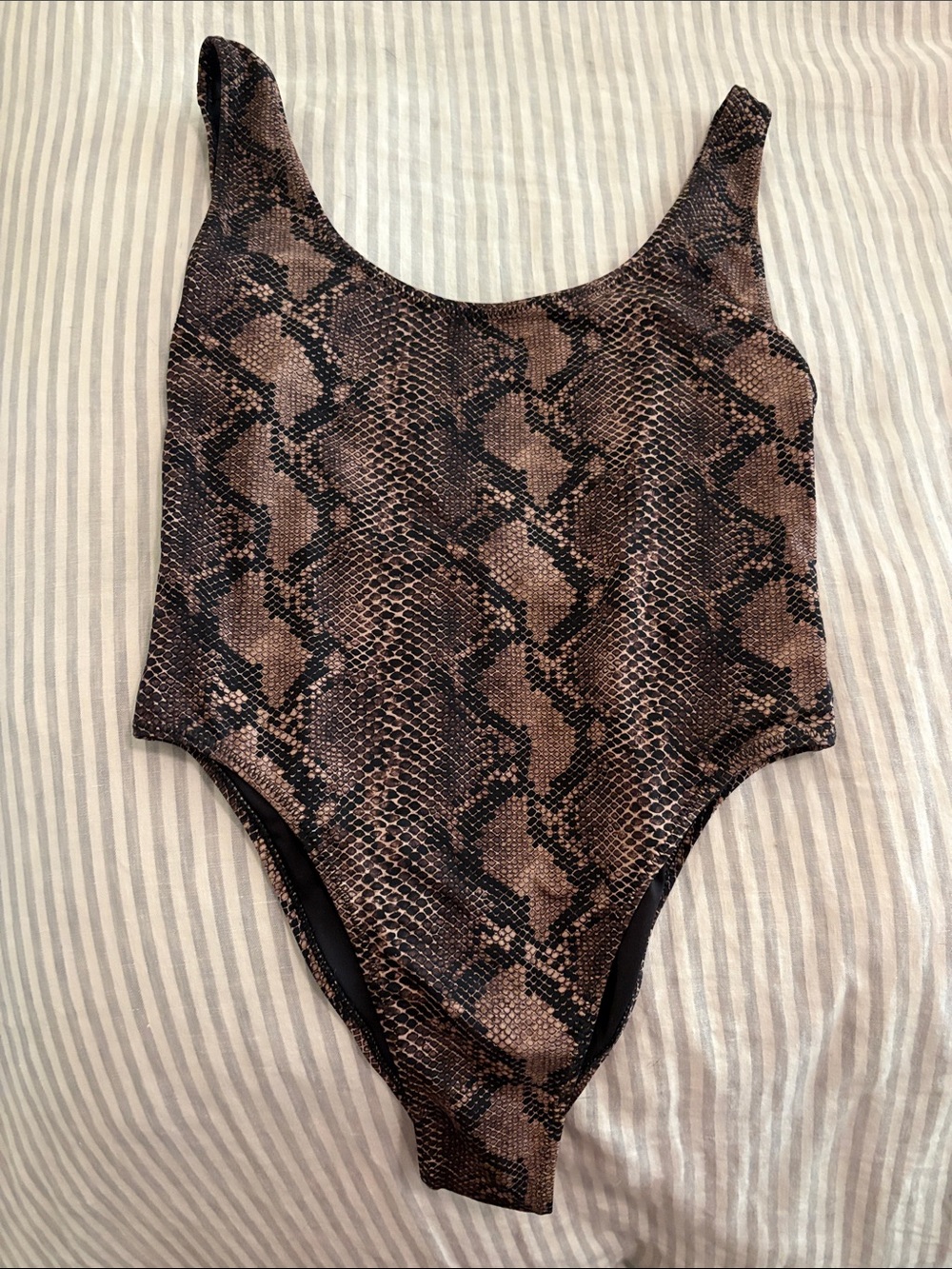 Zara Brown Snake-Print One-Piece Swimsuit - Picture 9 of 11